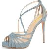 imageFSJ Elegant Peep Toe Crisscross Platform Sandals Women Ankle Strappy Stiletto High Heel Pumps DOrsay Mesh Wedding Resorts Dress Shoes US Size 415Sky Blue