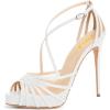 imageFSJ Elegant Peep Toe Crisscross Platform Sandals Women Ankle Strappy Stiletto High Heel Pumps DOrsay Mesh Wedding Resorts Dress Shoes US Size 415White