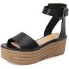 imageFSJ Women Chic Open Toe Platform Wedge High Heel Espadrilles Sandals Fashion Ankle Strap Casual Summer Beach Shoes Size 415 USBlack