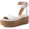 imageFSJ Women Chic Open Toe Platform Wedge High Heel Espadrilles Sandals Fashion Ankle Strap Casual Summer Beach Shoes Size 415 USWhite
