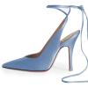 imageFSJ Women Classic Strappy Ankle Strap Lace up Mid Heels Pointed Toe Stylish Stiletto Sandals Slingback Sexy Wedding Prom Shoes Size 415 USSky Blue