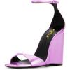 imageWomen Wedge High Heels Sandals Square Open Toe Ankle Strap Fashion Summer Dress Shoes Size 415 USPurple