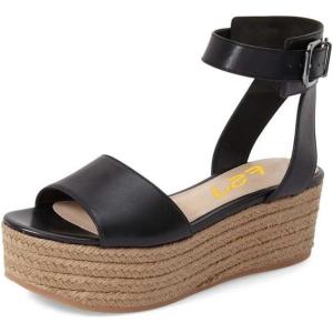 imageFSJ Women Chic Open Toe Platform Wedge High Heel Espadrilles Sandals Fashion Ankle Strap Casual Summer Beach Shoes Size 415 USBlack