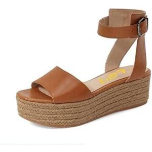 imageFSJ Women Chic Open Toe Platform Wedge High Heel Espadrilles Sandals Fashion Ankle Strap Casual Summer Beach Shoes Size 415 USPeru