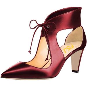 imageFSJ Women Stylish High Heel Pumps Lace Up Sandals Cut Out Stiletto Party Evening Dress Prom Shoe Size 415 M USDark Red7 Cm