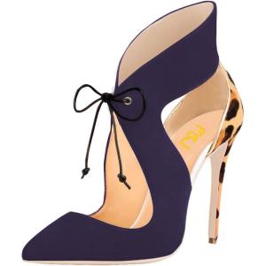 imageFSJ Women Stylish High Heel Pumps Lace Up Sandals Cut Out Stiletto Party Evening Dress Prom Shoe Size 415 M USIndigoleopard