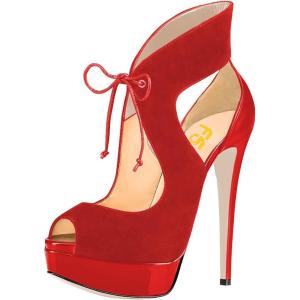 imageFSJ Women Stylish High Heel Pumps Lace Up Sandals Cut Out Stiletto Party Evening Dress Prom Shoe Size 415 M USRedplatform