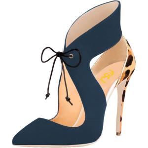 imageFSJ Women Stylish High Heel Pumps Lace Up Sandals Cut Out Stiletto Party Evening Dress Prom Shoe Size 415 M USTealleopard