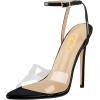 imageFSJ Women Clear Peep Toe Cross PVC Band Stiletto High Heel Ankle Strap Slingback Party Dress Sandal Shoes Size 415 USBlack