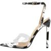 imageFSJ Women Clear Peep Toe Cross PVC Band Stiletto High Heel Ankle Strap Slingback Party Dress Sandal Shoes Size 415 USBlackWhite