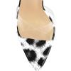 imageFSJ Women Clear Peep Toe Cross PVC Band Stiletto High Heel Ankle Strap Slingback Party Dress Sandal Shoes Size 415 USBlackWhite