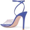 imageFSJ Women Clear Peep Toe Cross PVC Band Stiletto High Heel Ankle Strap Slingback Party Dress Sandal Shoes Size 415 USBlue