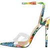 imageFSJ Women Clear Peep Toe Cross PVC Band Stiletto High Heel Ankle Strap Slingback Party Dress Sandal Shoes Size 415 USFruit