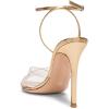 imageFSJ Women Clear Peep Toe Cross PVC Band Stiletto High Heel Ankle Strap Slingback Party Dress Sandal Shoes Size 415 USGold