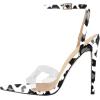 imageFSJ Women Clear Peep Toe Cross PVC Band Stiletto High Heel Ankle Strap Slingback Party Dress Sandal Shoes Size 415 USInk Painting