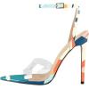imageFSJ Women Clear Peep Toe Cross PVC Band Stiletto High Heel Ankle Strap Slingback Party Dress Sandal Shoes Size 415 USPainting
