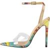 imageFSJ Women Clear Peep Toe Cross PVC Band Stiletto High Heel Ankle Strap Slingback Party Dress Sandal Shoes Size 415 USQuicksand