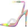 imageFSJ Women Clear Peep Toe Cross PVC Band Stiletto High Heel Ankle Strap Slingback Party Dress Sandal Shoes Size 415 USRainbow