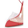 imageFSJ Women Clear Peep Toe Cross PVC Band Stiletto High Heel Ankle Strap Slingback Party Dress Sandal Shoes Size 415 USRed