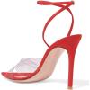 imageFSJ Women Clear Peep Toe Cross PVC Band Stiletto High Heel Ankle Strap Slingback Party Dress Sandal Shoes Size 415 USRed