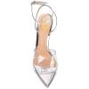 imageFSJ Women Clear Peep Toe Cross PVC Band Stiletto High Heel Ankle Strap Slingback Party Dress Sandal Shoes Size 415 USSilver