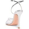 imageFSJ Women Clear Peep Toe Cross PVC Band Stiletto High Heel Ankle Strap Slingback Party Dress Sandal Shoes Size 415 USSilver
