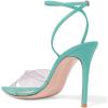 imageFSJ Women Clear Peep Toe Cross PVC Band Stiletto High Heel Ankle Strap Slingback Party Dress Sandal Shoes Size 415 USTurquoise