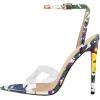 imageFSJ Women Clear Peep Toe Cross PVC Band Stiletto High Heel Ankle Strap Slingback Party Dress Sandal Shoes Size 415 USWatercolor