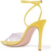 imageFSJ Women Clear Peep Toe Cross PVC Band Stiletto High Heel Ankle Strap Slingback Party Dress Sandal Shoes Size 415 USYellow