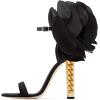 imageFSJ Women Flower Gold Metal Chain Chunky High Heels Ankle Strap Sandals Open Toe Fashion Summer Dressy Shoes Size 415 USBlack
