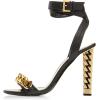 imageFSJ Women Flower Gold Metal Chain Chunky High Heels Ankle Strap Sandals Open Toe Fashion Summer Dressy Shoes Size 415 USBlack Chain