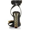 imageFSJ Women Flower Gold Metal Chain Chunky High Heels Ankle Strap Sandals Open Toe Fashion Summer Dressy Shoes Size 415 USBlack Chain