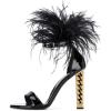 imageFSJ Women Flower Gold Metal Chain Chunky High Heels Ankle Strap Sandals Open Toe Fashion Summer Dressy Shoes Size 415 USBlack Fur
