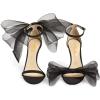 imageFSJ Women Flower Gold Metal Chain Chunky High Heels Ankle Strap Sandals Open Toe Fashion Summer Dressy Shoes Size 415 USBlack Mesh
