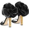 imageFSJ Women Flower Gold Metal Chain Chunky High Heels Ankle Strap Sandals Open Toe Fashion Summer Dressy Shoes Size 415 USBlack Rhinestones