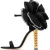 imageFSJ Women Flower Gold Metal Chain Chunky High Heels Ankle Strap Sandals Open Toe Fashion Summer Dressy Shoes Size 415 USBlack Rhinestones