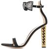 imageFSJ Women Flower Gold Metal Chain Chunky High Heels Ankle Strap Sandals Open Toe Fashion Summer Dressy Shoes Size 415 USBlack Satin