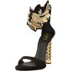 imageFSJ Women Flower Gold Metal Chain Chunky High Heels Ankle Strap Sandals Open Toe Fashion Summer Dressy Shoes Size 415 USBlack Vine