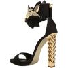 imageFSJ Women Flower Gold Metal Chain Chunky High Heels Ankle Strap Sandals Open Toe Fashion Summer Dressy Shoes Size 415 USBlack Vine