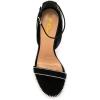 imageFSJ Women Flower Gold Metal Chain Chunky High Heels Ankle Strap Sandals Open Toe Fashion Summer Dressy Shoes Size 415 USBlack Wavy