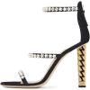 imageFSJ Women Flower Gold Metal Chain Chunky High Heels Ankle Strap Sandals Open Toe Fashion Summer Dressy Shoes Size 415 USBlackstar
