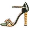 imageFSJ Women Flower Gold Metal Chain Chunky High Heels Ankle Strap Sandals Open Toe Fashion Summer Dressy Shoes Size 415 USCustomize