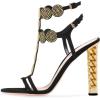 imageFSJ Women Flower Gold Metal Chain Chunky High Heels Ankle Strap Sandals Open Toe Fashion Summer Dressy Shoes Size 415 USDots