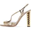 imageFSJ Women Flower Gold Metal Chain Chunky High Heels Ankle Strap Sandals Open Toe Fashion Summer Dressy Shoes Size 415 USGold Clear