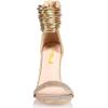 imageFSJ Women Flower Gold Metal Chain Chunky High Heels Ankle Strap Sandals Open Toe Fashion Summer Dressy Shoes Size 415 USGold Glitter