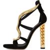 imageFSJ Women Flower Gold Metal Chain Chunky High Heels Ankle Strap Sandals Open Toe Fashion Summer Dressy Shoes Size 415 USGold S