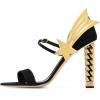 imageFSJ Women Flower Gold Metal Chain Chunky High Heels Ankle Strap Sandals Open Toe Fashion Summer Dressy Shoes Size 415 USGold Star