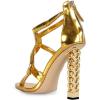 imageFSJ Women Flower Gold Metal Chain Chunky High Heels Ankle Strap Sandals Open Toe Fashion Summer Dressy Shoes Size 415 USGolden S