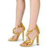 imageFSJ Women Flower Gold Metal Chain Chunky High Heels Ankle Strap Sandals Open Toe Fashion Summer Dressy Shoes Size 415 USGolden S
