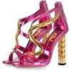 imageFSJ Women Flower Gold Metal Chain Chunky High Heels Ankle Strap Sandals Open Toe Fashion Summer Dressy Shoes Size 415 USHotpink S